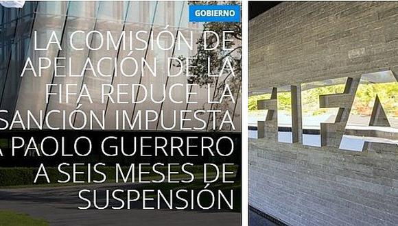 FIFA confirma la reducción de sanción a Paolo Guerrero en su portal web