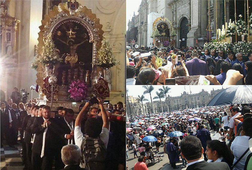 Semana Santa: Fieles siguen al Señor de los Milagros en su recorrido [FOTOS Y VIDEO]