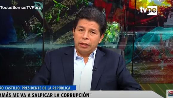 Pedro Castillo brindó una entrevista al canal del Estado. (Foto: Captura de Video TV Perú)