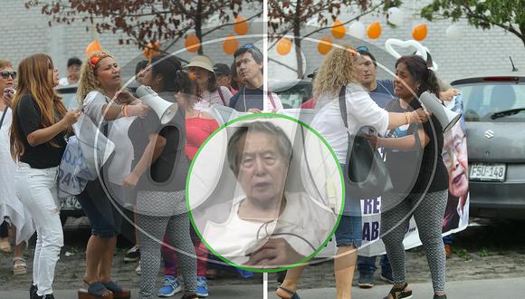 Fujimoristas se pelean en plena protesta frente a la clíncia que está internado Alberto Fujimori (FOTOS)