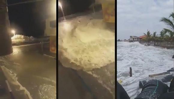 Usuarios graban el preciso momento en el que el mar se sale y arrasa con todo a su paso (VIDEOS)