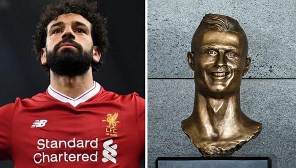 Inauguran escultura de Mohamed Salah, pero es comparado con el busto de Cristiano Ronaldo (FOTO)