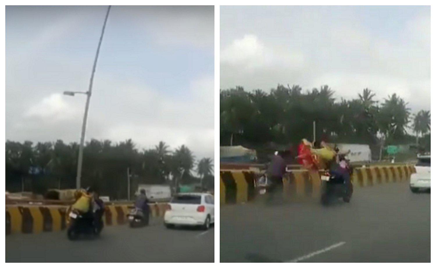  Niña que viajaba en moto se salva de morir tras chocar contra otro vehículo (VIDEO)