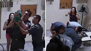 Policías salvan a bebé de morir con maniobra de reanimación (VIDEO)