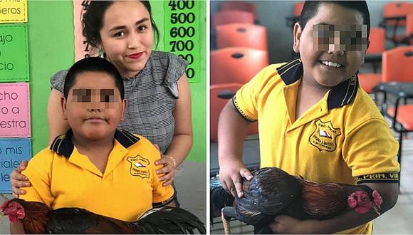 Acto de escolar se vuelve viral: "No tengo dinero, pero le regalo el gallo más bonito"