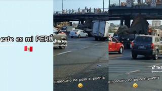 Dinosaurio se atoró en puente Acho y causó congestión vehicular: “Solo en Perú”