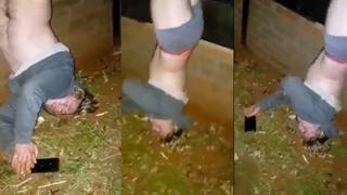 Estaba ebrio, saltó una reja para robar en una casa y terminó colgado de su pantalón [VIDEO]