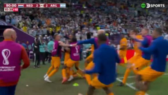 Gol de Wout Weghorst para el 2-2 en Argentina vs. Países Bajos (Captura: DirecTV Sports)