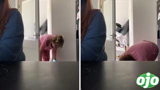 Mamá se agacha para no salir en videollamada de su hija, pero aparece peor | VIDEO