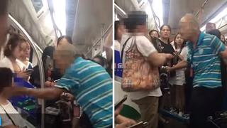 Anciano da cachetada a mujer que no quiso ceder su asiento en el tren (VIDEO)