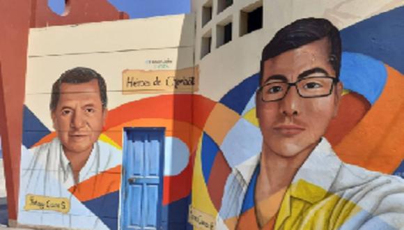 Áncash: los médicos retratados en los murales son Jhony Cano Suarez y Marvin Cuencas.