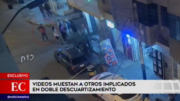 En las imágenes se observan a dos hombres y dos mujeres en el hostal Señor de Sipán donde se habría realizado el descuartizamiento de víctimas. (América Noticias)