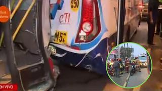 Choque de buses y un motociclista en avenida Javier Prado deja 6 heridos | VÍDEO