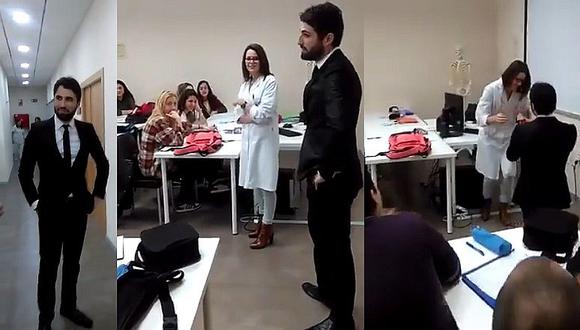 ​Facebook: ¡Qué romántico! Novio irrumpe clase y le pide matrimonio a profesora (VIDEO)
