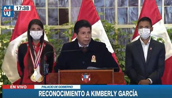 Pedro Castillo comete error y llama “Climber” a Kimberly García. (Foto: captura de pantalla).