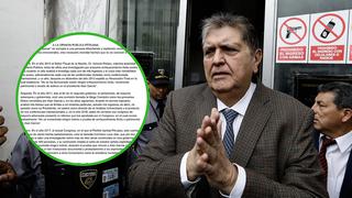 Alan García se defiende con contundente carta y denuncia "persecución política"