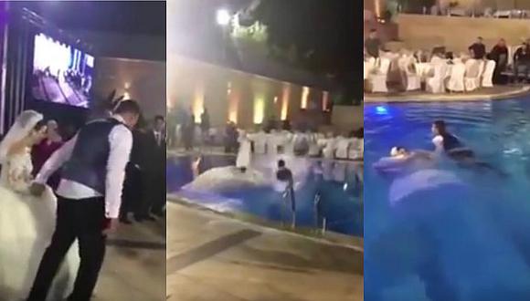 YouTube: Se lanzan a la piscina el día de su boda y son el hazme reír (VIDEO) 