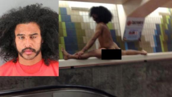 Hombre se desnuda y realiza curiosas acrobacias frente a pasajeros de metro [VIDEO] 