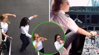Bellas pilotos encienden motor de avión y realizaron peligroso reto viral "kiki challenge" (VIDEO)