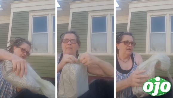 Mujer bota las cenizas de su esposo a la basura. Foto: (Captura/video).