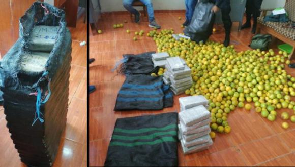 Huánuco: Policías hallan más de 41 kilos de marihuana escondidos en sacos con naranjas (Foto: PNP)