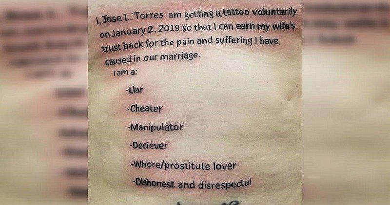 Hombre infiel pide perdón con un tatuaje, pero estaba mal escrito