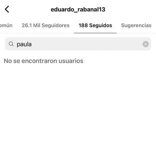 Eduardo Rabanal dejó de seguir a Paula Arias en Instagram
