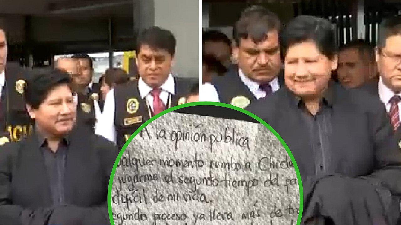 Edwin Oviedo es trasladado a Lambayeque para cumplir prisión preventiva y deja carta defendiéndose