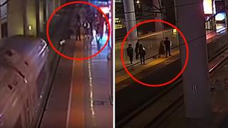 Mujer salta a la vía del tren solo para asustar a su pareja (VIDEO)