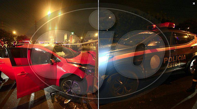 Conductor ebrio choca su auto contra patrullero de la PNP en San Luis (FOTOS)