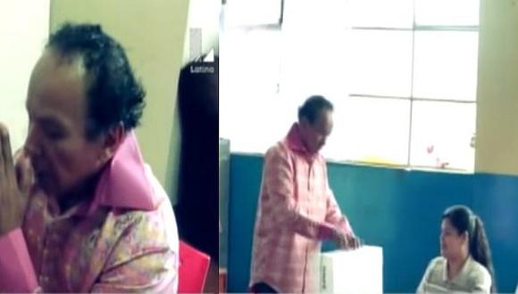 'Melcochita' rezó a su peculiar manera antes de votar [VIDEO]