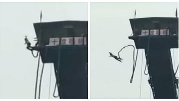 YouTube: hace bungee jumping, cuerda se desprende y el final es inesperado (VIDEO)