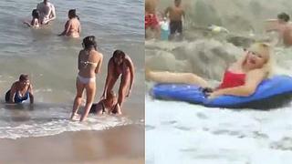 Vídeo de dos señoras intentando salir del mar al estilo de Susy Diaz se viraliza en redes