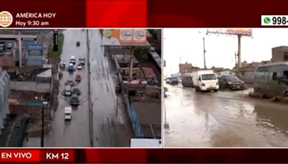 Carretera Central inundada por lluvias. Foto: América Noticias
