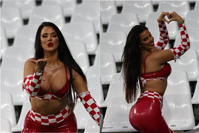 Ivana Knoll, la novia del Mundial Qatar 2022. La modelo croata saludando al público durante el encuentro entre Croacia y Brasil. (Foto: GEC / Daniel Apuy)