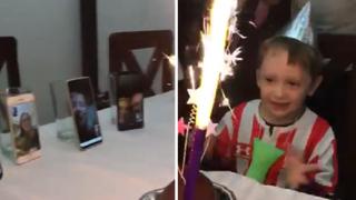 Coronavirus: Niñito cumple 5 años en cuarentena y lo celebra con videollamadas | VIDEO