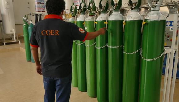Lambayeque de los 500 balones de oxígeno, 300 serán destinados para el Centro de Operaciones de Emergencia Regional. (Foto: Gore Lambayeque)