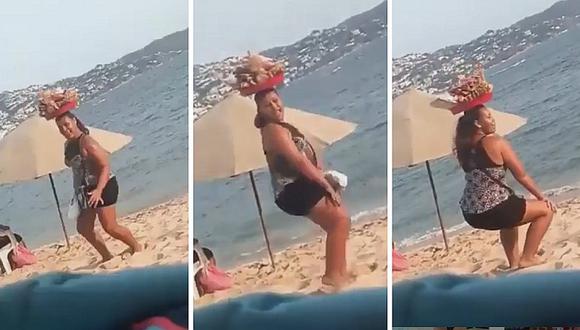 Sexy twerking de vendedora grabada en la playa se viraliza en redes (VIDEO)