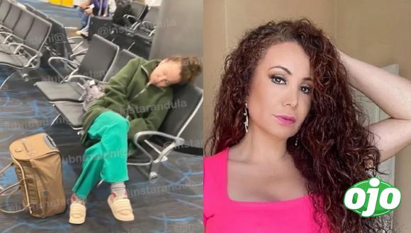 Janet Barboza dormida en aeropuerto de Miami