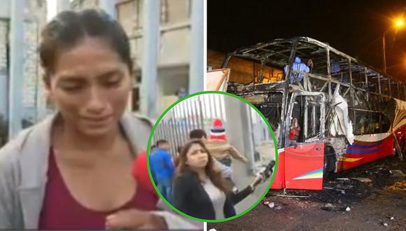 Reportera se quiebra al ver a madre llorar por muerte de su bebé dentro del bus incendiado en Fiori