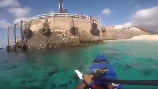 YouTube: hombre en kayak provoca a cientos de tiburones y esto le ocurre (VIDEO)