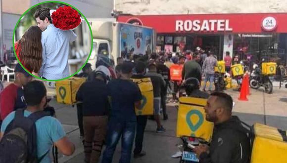 Repartidores forman largas colas en Rosatel por el Día de San Valentín (FOTOS)