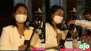 Keiko Fujimori quiso declarar previo al debate, pero no se dio cuenta que el micrófono estaba apagado 