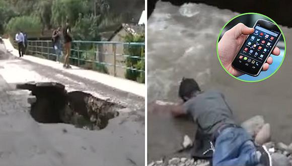 Hombre distraído con su celular cae por grieta, pero se salva de milagro (VIDEO)