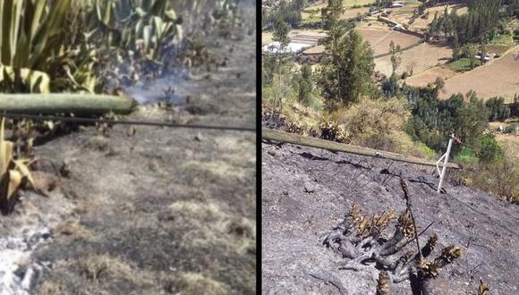 Incendio forestal dañó postes de electricidad y deja sin luz a 6 localidades en Áncash (Foto: COER-Áncash)