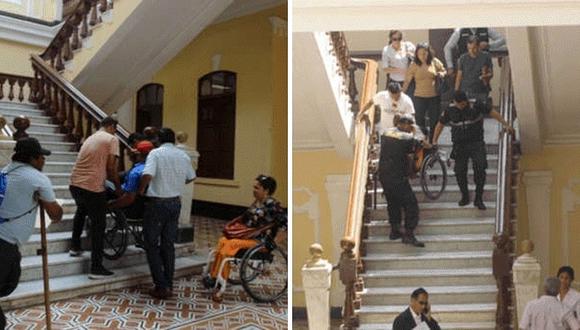 Municipalidad de Chiclayo hace reunión para deportistas discapacitados pero en el segundo piso (FOTOS)