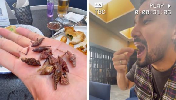 Ezio Oliva señala que "los chapulines" le recuerdan el sabor del suri, insectos de la selva peruana. (Foto: Instagram @eziooliva).