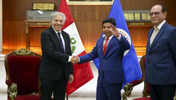 Pedro Castillo y Luis Almagro se reunieron ayer en Palacio de Gobierno. (Foto: Presidencia)