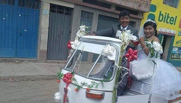 Pareja peruana decora su mototaxi para pasear tras casarse (FOTO)