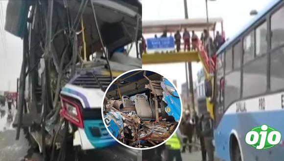Dos pasajeros en estado crítico tras choque de buses en Los Olivos